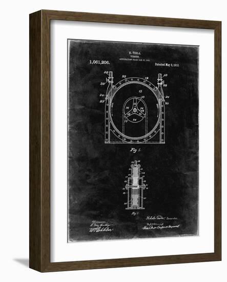 PP1097-Black Grunge Tesla Turbine Patent Poster-Cole Borders-Framed Giclee Print