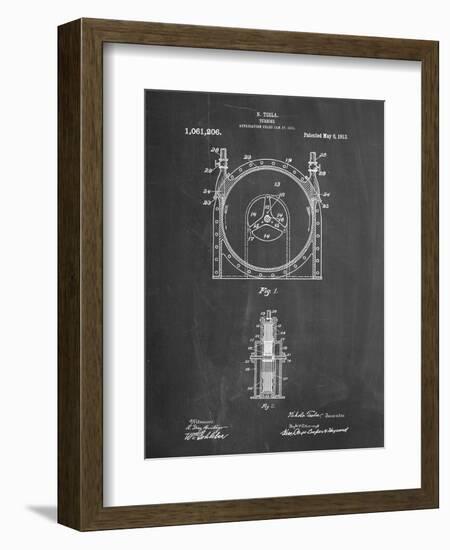 PP1097-Chalkboard Tesla Turbine Patent Poster-Cole Borders-Framed Giclee Print