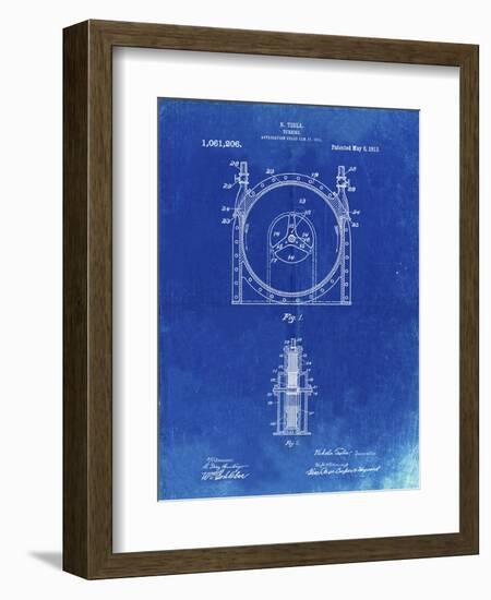 PP1097-Faded Blueprint Tesla Turbine Patent Poster-Cole Borders-Framed Giclee Print