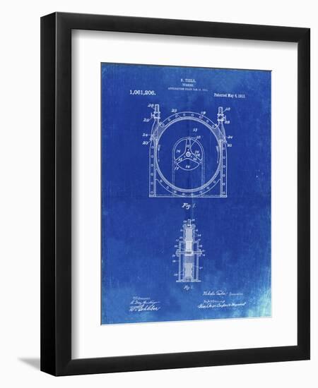 PP1097-Faded Blueprint Tesla Turbine Patent Poster-Cole Borders-Framed Giclee Print