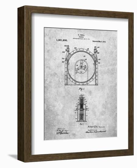 PP1097-Slate Tesla Turbine Patent Poster-Cole Borders-Framed Giclee Print