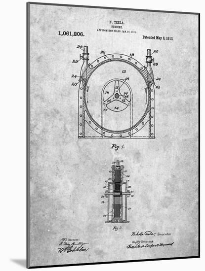 PP1097-Slate Tesla Turbine Patent Poster-Cole Borders-Mounted Giclee Print