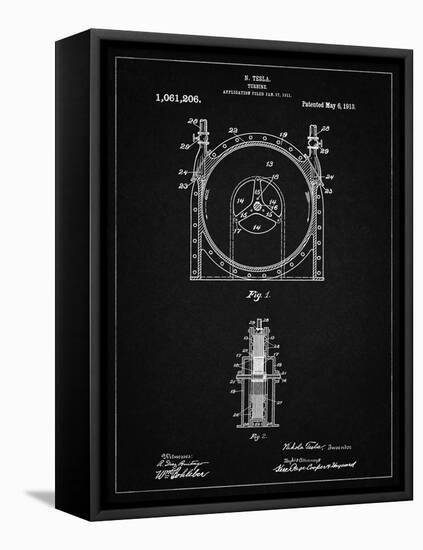 PP1097-Vintage Black Tesla Turbine Patent Poster-Cole Borders-Framed Stretched Canvas