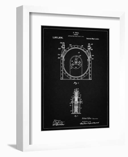 PP1097-Vintage Black Tesla Turbine Patent Poster-Cole Borders-Framed Giclee Print