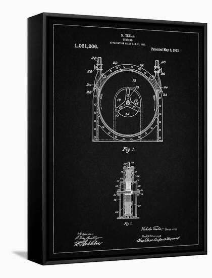PP1097-Vintage Black Tesla Turbine Patent Poster-Cole Borders-Framed Stretched Canvas