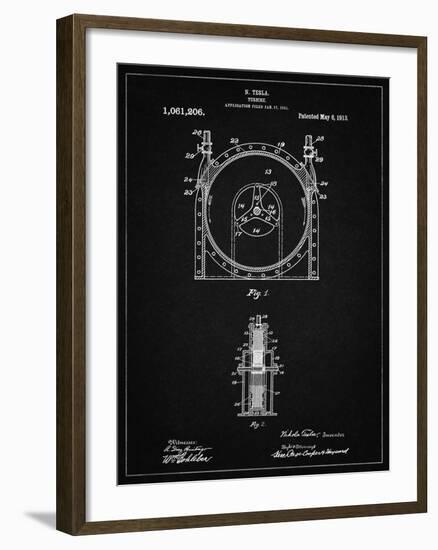 PP1097-Vintage Black Tesla Turbine Patent Poster-Cole Borders-Framed Giclee Print