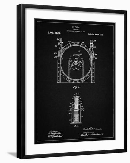 PP1097-Vintage Black Tesla Turbine Patent Poster-Cole Borders-Framed Giclee Print