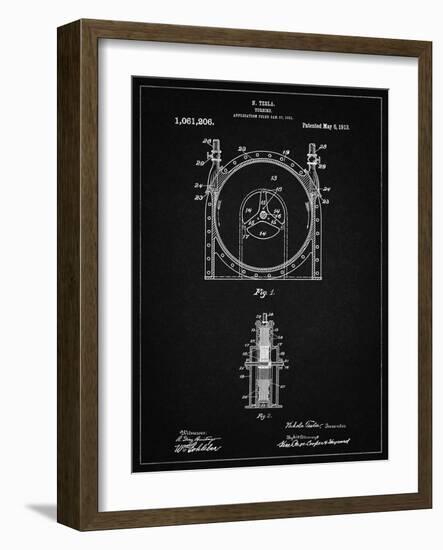 PP1097-Vintage Black Tesla Turbine Patent Poster-Cole Borders-Framed Giclee Print