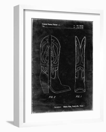 PP1098-Black Grunge Texas Boot Company 1983 Cowboy Boots Patent Poster-Cole Borders-Framed Giclee Print