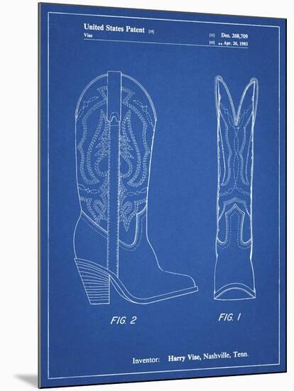 PP1098-Blueprint Texas Boot Company 1983 Cowboy Boots Patent Poster-Cole Borders-Mounted Giclee Print