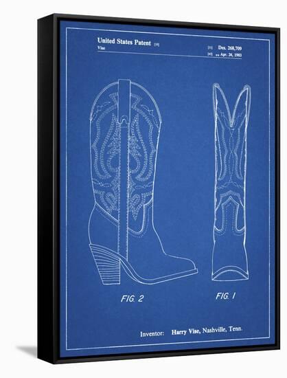 PP1098-Blueprint Texas Boot Company 1983 Cowboy Boots Patent Poster-Cole Borders-Framed Stretched Canvas