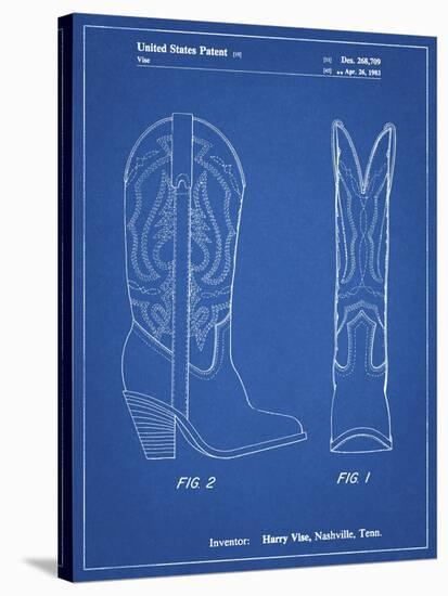 PP1098-Blueprint Texas Boot Company 1983 Cowboy Boots Patent Poster-Cole Borders-Stretched Canvas