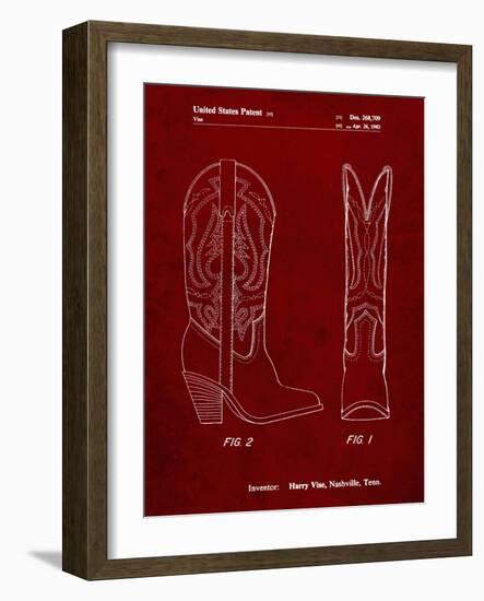 PP1098-Burgundy Texas Boot Company 1983 Cowboy Boots Patent Poster-Cole Borders-Framed Giclee Print