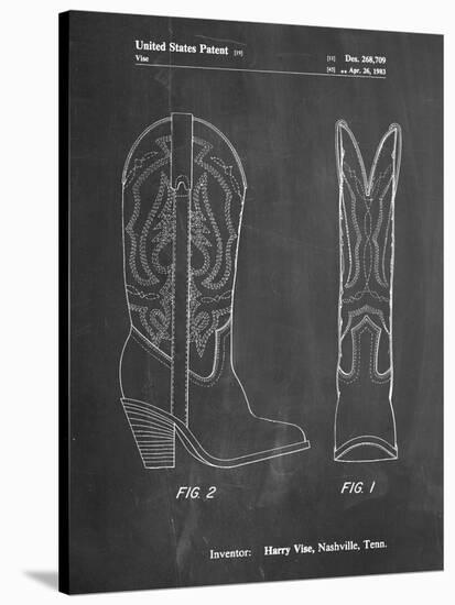 PP1098-Chalkboard Texas Boot Company 1983 Cowboy Boots Patent Poster-Cole Borders-Stretched Canvas