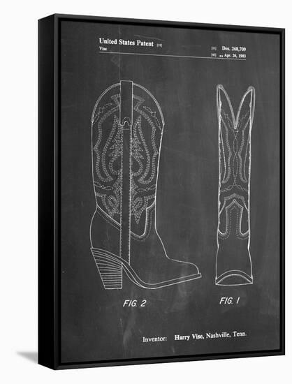 PP1098-Chalkboard Texas Boot Company 1983 Cowboy Boots Patent Poster-Cole Borders-Framed Stretched Canvas