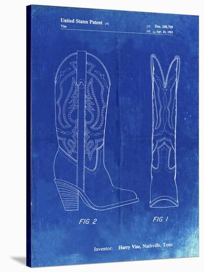 PP1098-Faded Blueprint Texas Boot Company 1983 Cowboy Boots Patent Poster-Cole Borders-Stretched Canvas