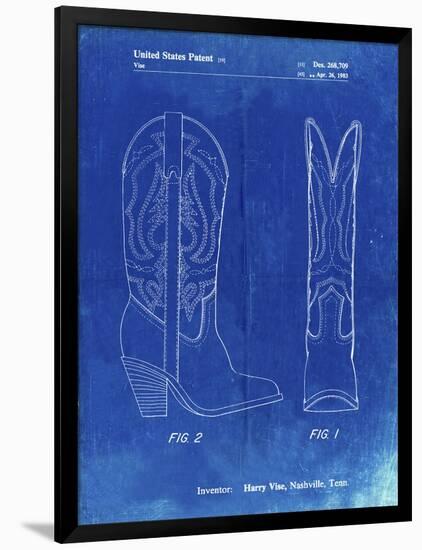 PP1098-Faded Blueprint Texas Boot Company 1983 Cowboy Boots Patent Poster-Cole Borders-Framed Giclee Print