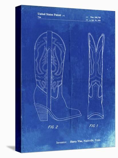 PP1098-Faded Blueprint Texas Boot Company 1983 Cowboy Boots Patent Poster-Cole Borders-Stretched Canvas