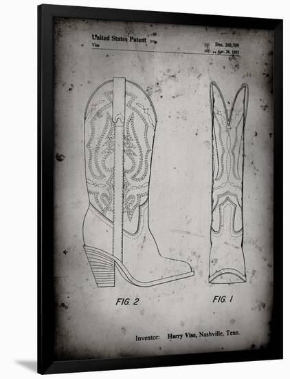 PP1098-Faded Grey Texas Boot Company 1983 Cowboy Boots Patent Poster-Cole Borders-Framed Premium Giclee Print