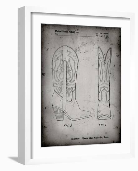 PP1098-Faded Grey Texas Boot Company 1983 Cowboy Boots Patent Poster-Cole Borders-Framed Giclee Print