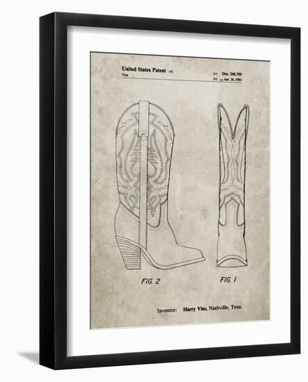 PP1098-Sandstone Texas Boot Company 1983 Cowboy Boots Patent Poster-Cole Borders-Framed Giclee Print