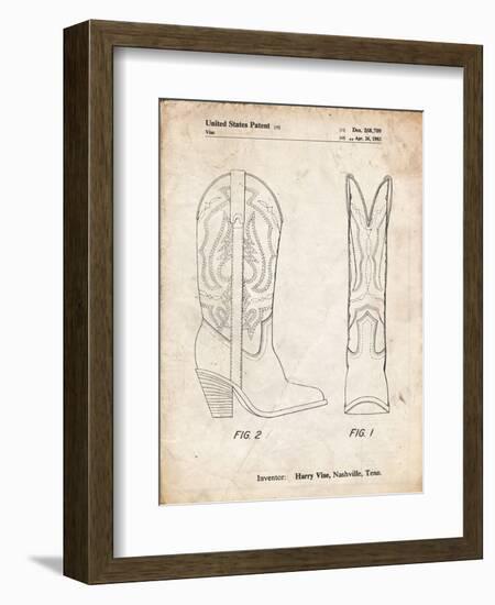 PP1098-Vintage Parchment Texas Boot Company 1983 Cowboy Boots Patent Poster-Cole Borders-Framed Giclee Print