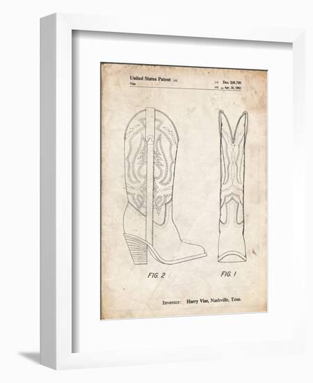 PP1098-Vintage Parchment Texas Boot Company 1983 Cowboy Boots Patent Poster-Cole Borders-Framed Giclee Print