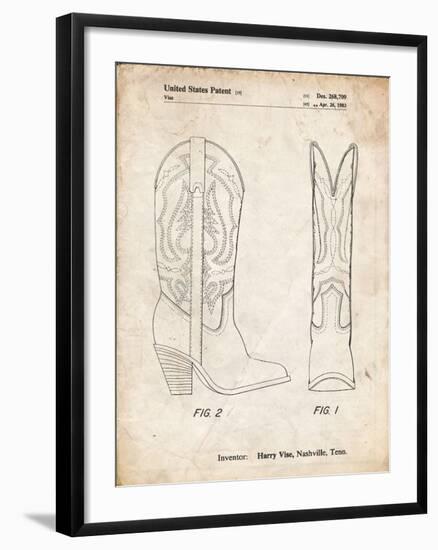 PP1098-Vintage Parchment Texas Boot Company 1983 Cowboy Boots Patent Poster-Cole Borders-Framed Giclee Print