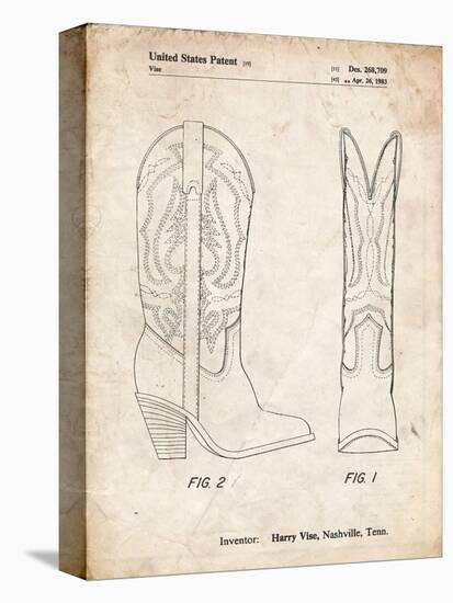 PP1098-Vintage Parchment Texas Boot Company 1983 Cowboy Boots Patent Poster-Cole Borders-Stretched Canvas