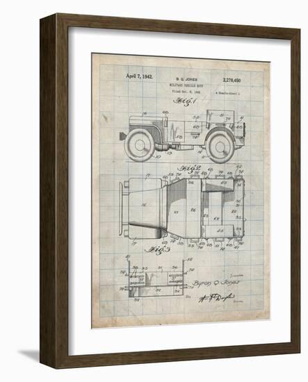 PP11 Antique Grid Parchment-Borders Cole-Framed Giclee Print