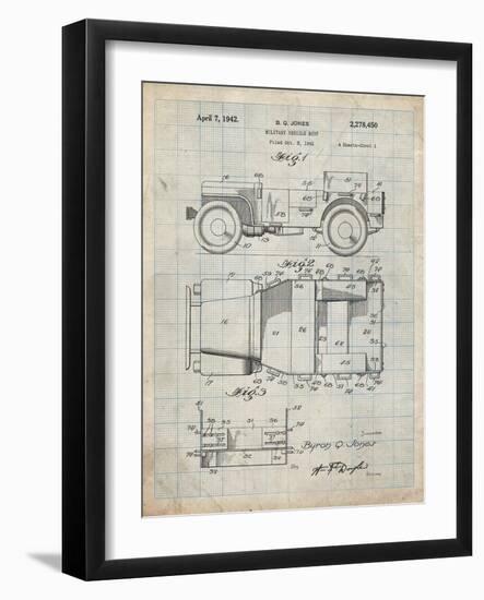 PP11 Antique Grid Parchment-Borders Cole-Framed Giclee Print