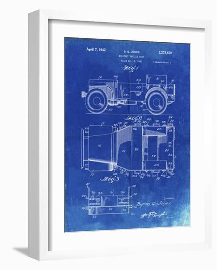 PP11 Faded Blueprint-Borders Cole-Framed Giclee Print