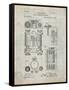 PP110-Antique Grid Parchment Hollerith Machine Patent Poster-Cole Borders-Framed Stretched Canvas