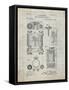 PP110-Antique Grid Parchment Hollerith Machine Patent Poster-Cole Borders-Framed Stretched Canvas