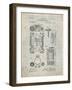 PP110-Antique Grid Parchment Hollerith Machine Patent Poster-Cole Borders-Framed Giclee Print