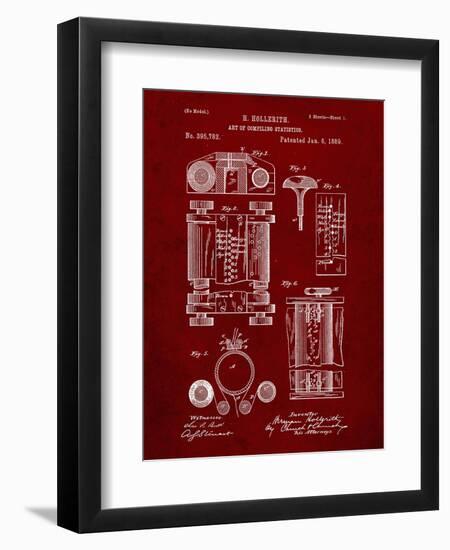 PP110-Burgundy Hollerith Machine Patent Poster-Cole Borders-Framed Premium Giclee Print