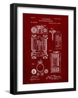 PP110-Burgundy Hollerith Machine Patent Poster-Cole Borders-Framed Giclee Print