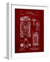 PP110-Burgundy Hollerith Machine Patent Poster-Cole Borders-Framed Giclee Print