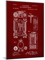 PP110-Burgundy Hollerith Machine Patent Poster-Cole Borders-Mounted Giclee Print
