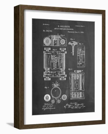 PP110-Chalkboard Hollerith Machine Patent Poster-Cole Borders-Framed Giclee Print