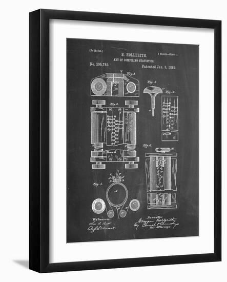 PP110-Chalkboard Hollerith Machine Patent Poster-Cole Borders-Framed Giclee Print