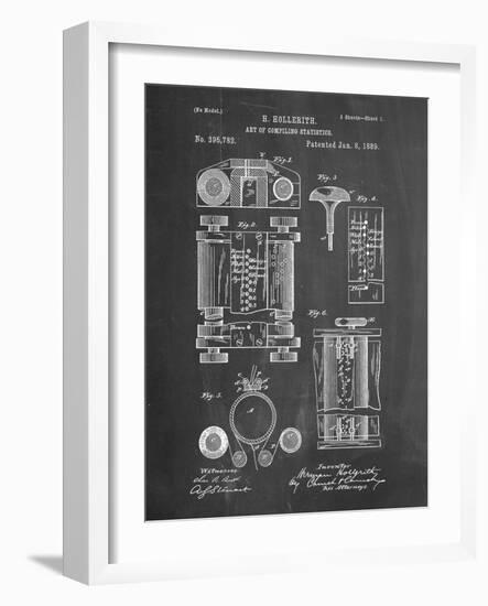 PP110-Chalkboard Hollerith Machine Patent Poster-Cole Borders-Framed Giclee Print