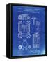 PP110-Faded Blueprint Hollerith Machine Patent Poster-Cole Borders-Framed Stretched Canvas