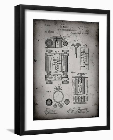 PP110-Faded Grey Hollerith Machine Patent Poster-Cole Borders-Framed Giclee Print