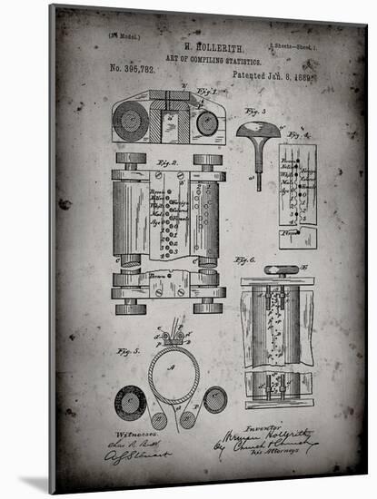 PP110-Faded Grey Hollerith Machine Patent Poster-Cole Borders-Mounted Giclee Print