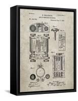 PP110-Sandstone Hollerith Machine Patent Poster-Cole Borders-Framed Stretched Canvas