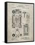 PP110-Sandstone Hollerith Machine Patent Poster-Cole Borders-Framed Stretched Canvas