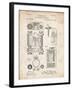 PP110-Vintage Parchment Hollerith Machine Patent Poster-Cole Borders-Framed Giclee Print