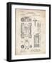 PP110-Vintage Parchment Hollerith Machine Patent Poster-Cole Borders-Framed Giclee Print