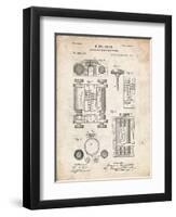 PP110-Vintage Parchment Hollerith Machine Patent Poster-Cole Borders-Framed Premium Giclee Print